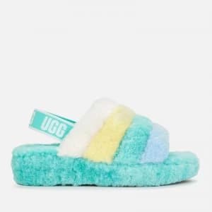 Image of UGG Womens Fluff Yeah Sheepskin Slippers - Tide Pool Multi - UK 8