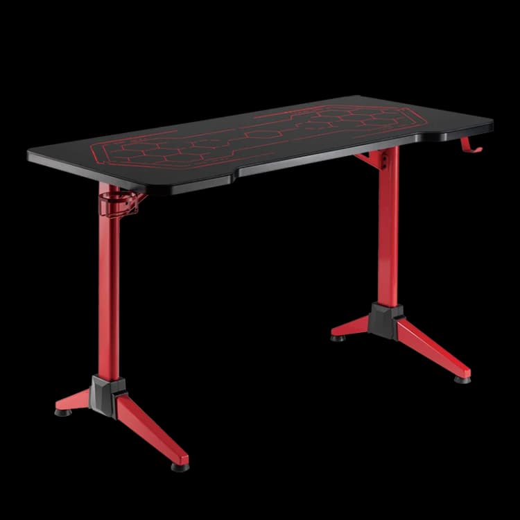 Image of LogiLink Gaming Desk. 120x60 cm. glass surface w/RGB lighting. red des