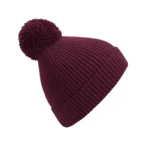 Image of Beechfield Engineered Knit Ribbed Pom Pom Beanie (One Size) (Burgundy)