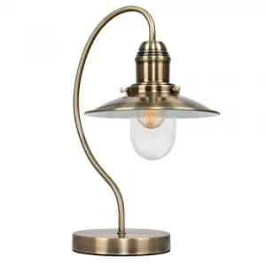 Image of Ukai Antique Brass Fisherman's Touch Table Lamp