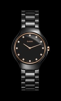 Image of Rado True Thinline Diamonds Womens watch - Water-resistant 3 bar (30 m), High-tech ceramic, black