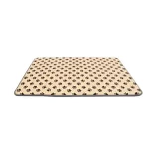 Image of Groundlevel Paw Print Memory Foam Pet Mat - Cream 80x120cm
