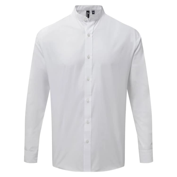 Image of Premier Grandad Collar Long-Sleeved Shirt White male
