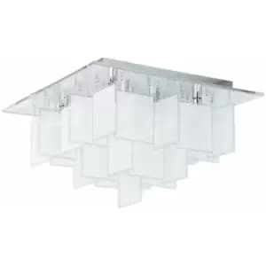 Image of Loops - Flush Ceiling Light Colour Chrome Shade White Satin Glass Bulb G9 8x18W