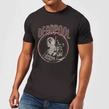 Image of Marvel Deadpool Vintage Circle Mens T-Shirt - Black - 3XL - Black