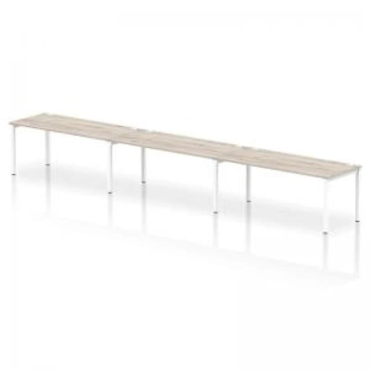 Image of Impulse Impulse Bench Single Row 3 Person 1800 White Frame Office Bench Desk Grey Oak IMBS318GRYW