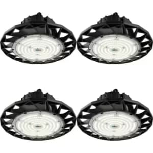 Image of 4 PACK High Bay IP65 Pendant Light - 100W Daylight White LED - Matt Black