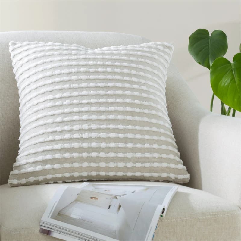 Image of Catherine Lansfield 'Stab Stitch' Cushion Natural