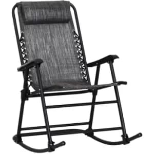 Image of Outsunny - Garden Rocking Chair Folding Outdoor Adjustable Rocker Zero-Gravity Seat with Headrest Camping Fishing Patio Deck - Grey