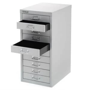 Image of Bisley 10-Drawer Filing Cabinet - Silver