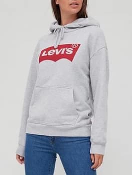 Image of Levis 100% Cotton Batwing Logo Standard Hoodie - Grey, Size S, Women
