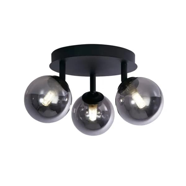 Image of Searchlight Crosby Glass Flush Ceiling Light - Smoked