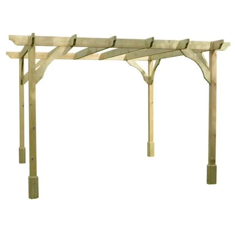 Image of Rutland County Garden Furniture Ltd Premium Pergola - Wood - L360 x W360 x H270cm - Rustic Brown in Light Green Light Green Unisex