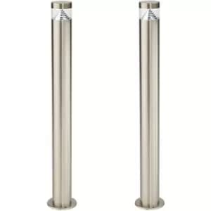 Image of 2 PACK Stepped Outdoor Bollard Light - 3.3W LED - 800mm Height - Stainless Steel