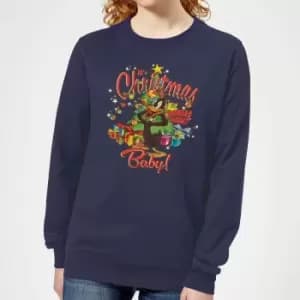 Image of Looney Tunes Its Christmas Baby Womens Christmas Jumper - Navy - L