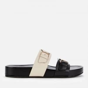 Image of Dune Womens Loren Leather Double Strap Sandals - Black/Leather - UK 3