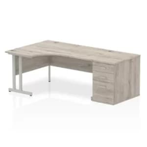 Image of Impulse 1600 Left Hand Cantilever Workstation 800 Pedestal Bundle Grey Oak