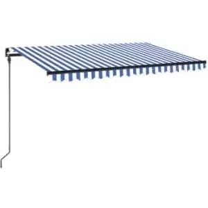Image of Vidaxl - Manual Retractable Awning with LED 450x300cm Blue and White Blue