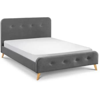 Image of Hannah - Curved Retro 5ft Kingsize 150 x 200 Grey Bed Frame