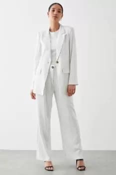 Image of Stripe Linen Blend Single Breasted Blazer