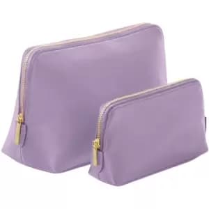 Image of Boutique Leather-Look PU Toiletry Bag (M) (Lilac) - Bagbase