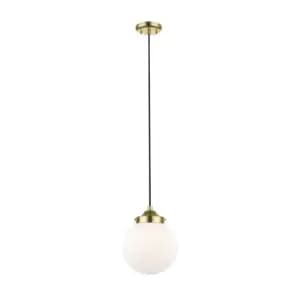 Image of Riano Globe Pendant Ceiling Light, French Gold, Opal, 1x E27