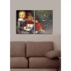 Image of 2P3040CS-133 Multicolor Decorative Canvas Wall Clock (2 Pieces)