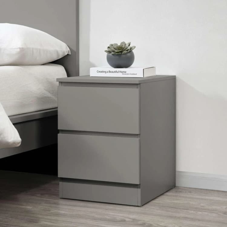 Image of Birlea Oslo Grey 2 Drawer Bedside Table