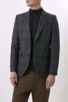 Image of Mens Slim Fit Grey Neutral Over Check Blazer