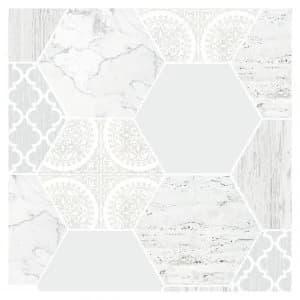 Image of Contour Hexagonal Marble Grey Wallpaper