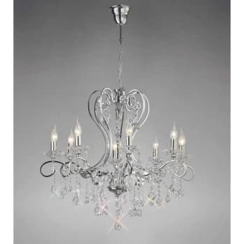 Image of Suspension Vela 8 Bulbs polished chrome / crystal