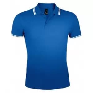 Image of SOLS Mens Pasadena Tipped Short Sleeve Pique Polo Shirt (XL) (Royal/White)