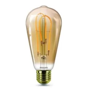 Image of Philips 5W Vintage Gold LED E27 Squirrel Cage Spiral Filament - Amber Warm White - 929001392001