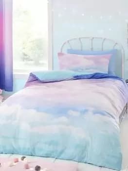 Image of Catherine Lansfield Ombre Rainbow Clouds Reversible Duvet Set Db, Multi, Size Double