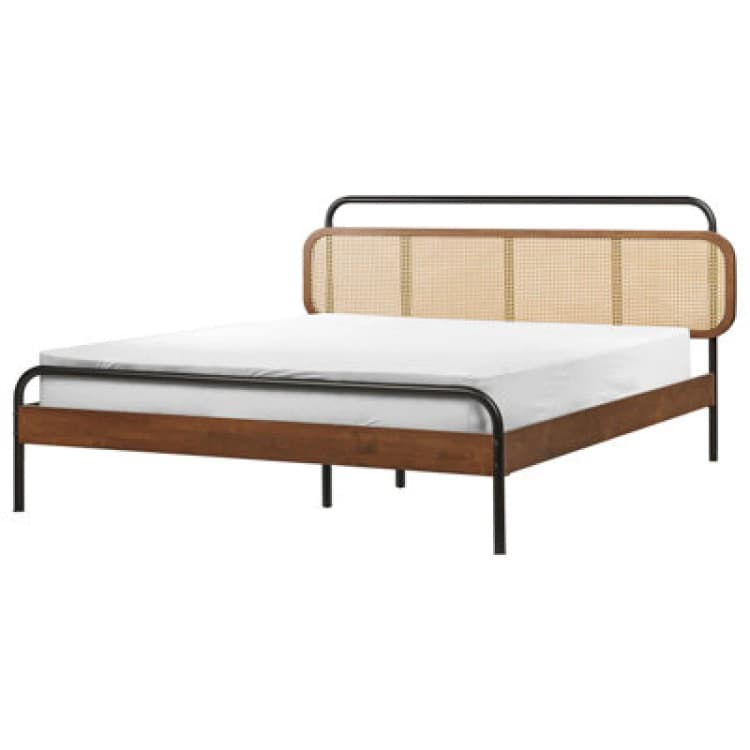 Image of Beliani Bed Rattan Boussicourt 160 X 200 Cm (Eu King Size) Dark Brown