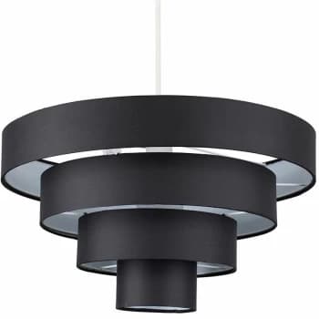 Image of Minisun - 4 Tier Faux Silk Ceiling Light Shade Pendant - Black