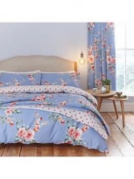 Image of Catherine Lansfield Canterbury Duvet Cover Set - Blue