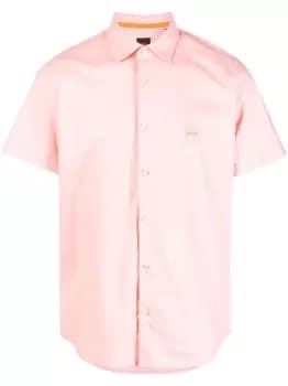 Image of BOSS Logo-patch short-sleeved shirt Pastel Red
