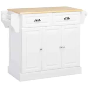 Image of HOMCOM Kitchen Island With Adjustable Shelf Storage Drawers and Cabinets - White