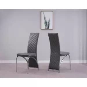 Image of Irine Velvet Upholstored Dining Fabric Set of 4 Chairs with Chrome Frame and Kitchen Floor Protection (Gray) - Grey - Modernique