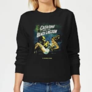 Image of Universal Monsters Creature From The Black Lagoon Vintage Poster Womens Sweatshirt - Black - S