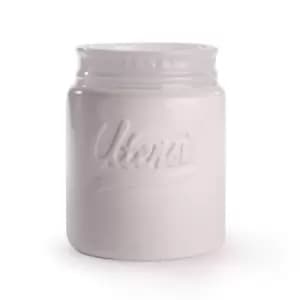 Image of Vintage Mason Jar Utensil Holder White M&W