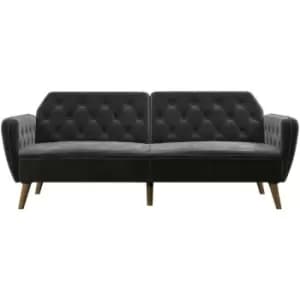 Image of Tallulah Futon Sofa Bed Split Back Memory Foam Grey Velvet By Novogratz