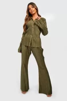 Image of Plisse Flared Trousers