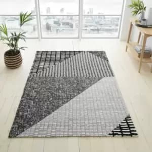 Image of Catherine Lansfield Larsson Geo Woven Rug, Grey, 120 x 170 Cm