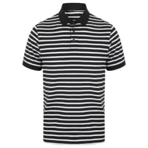 Image of Front Row Mens Striped Jersey Polo Shirt (XL) (Navy/White)
