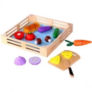 Image of Cutting Vegetables With Basket Wooden Playset