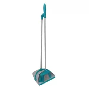 Image of Charles Bentley Brights Long Handled Dustpan & Brush Set - Blue