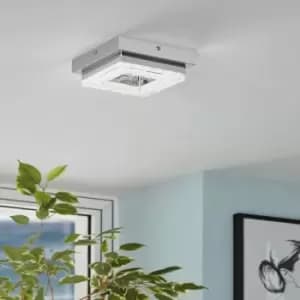 Image of Eglo Fradelo Square Chrome and Crystal Ceiling Light Small Discontinued