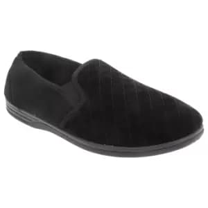 Image of Zedzzz Mens Kevin Velour Twin Gusset Slippers (8 UK) (Black)